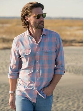 Proper Cloth California Plaid Shirt Faded Blue Rose 3XL Custom Fit